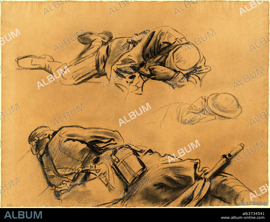 JOHN SINGER SARGENT. Studies for "Gassed". Dated: 1918-1919. Dimensions: sheet: 47.63 × 61.6 cm (18 3/4 × 24 1/4 in.). Medium: charcoal with graphite on laid paper.