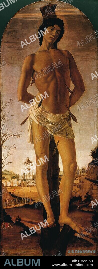 Martyrdom of St Sebastian, ca 1473, by Sandro Botticelli (born 1444 or 1445-died 1510), tempera on canvas, 195x75 cm.