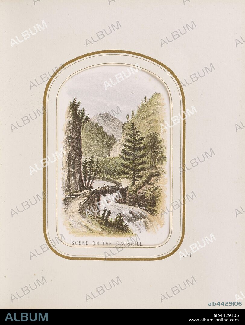 Scene on The Catskill near Palensville, Benson John Lossing (American, 1813 - 1891), New York, New York, United States, about 1860–1866, Chromolithograph, 7.8 × 5 cm (3 1/16 × 1 15/16 in.).