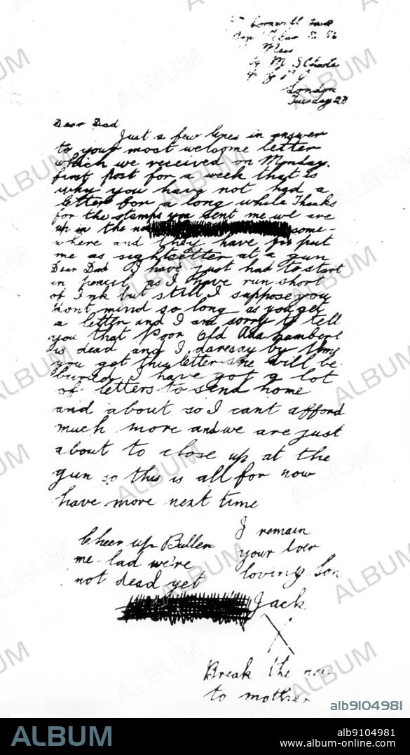 The Boy Hero of the Battle of Jutland John Travers Cornwell, the second youngest winner of the Victoria Cross. He served as a sight setter on HMS Chester and though mortally wounded he remained at his post waiting orders. His last letter home.