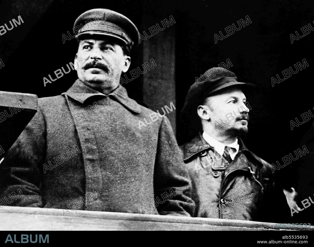 Joseph Vissarionovich Stalin (18 December 1878 – 5 March 1953) was the first General Secretary of the Communist Party of the Soviet Union's Central Committee from 1922 until his death in 1953. While formally the office of the General Secretary was elective and was not initially regarded as top position in the Soviet state, after Vladimir Lenin's death in 1924, Stalin managed to consolidate more and more power in his hands, gradually putting down all opposition groups within the party. Nikolai Ivanovich Bukharin ( 9 October 1888 – 15 March 1938) was a Russian Bolshevik revolutionary, Soviet politician and prolific author on revolutionary theory. When the Great Purge began in 1936, Stalin looked for any pretext to liquidate his former allies and rivals for power, and some of Bukharin’s letters, conversations and tapped phone-calls indicated disloyalty. Arrested in February 1937, he was charged with conspiring to overthrow the Soviet state and executed in March 1938, after a trial that alienated many Western communist sympathisers.