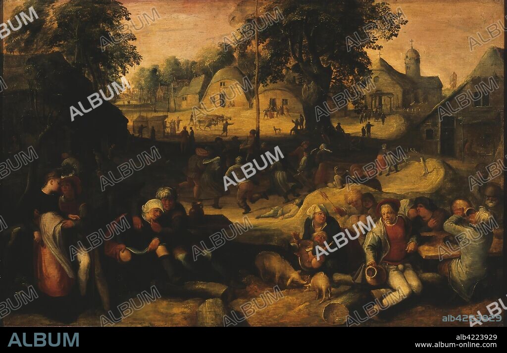 KAREL VAN MANDER I (1548-1606). 'Rural Feast (Kermess)'. Netherlands, 1600. Dimensions: 49x77 cm.