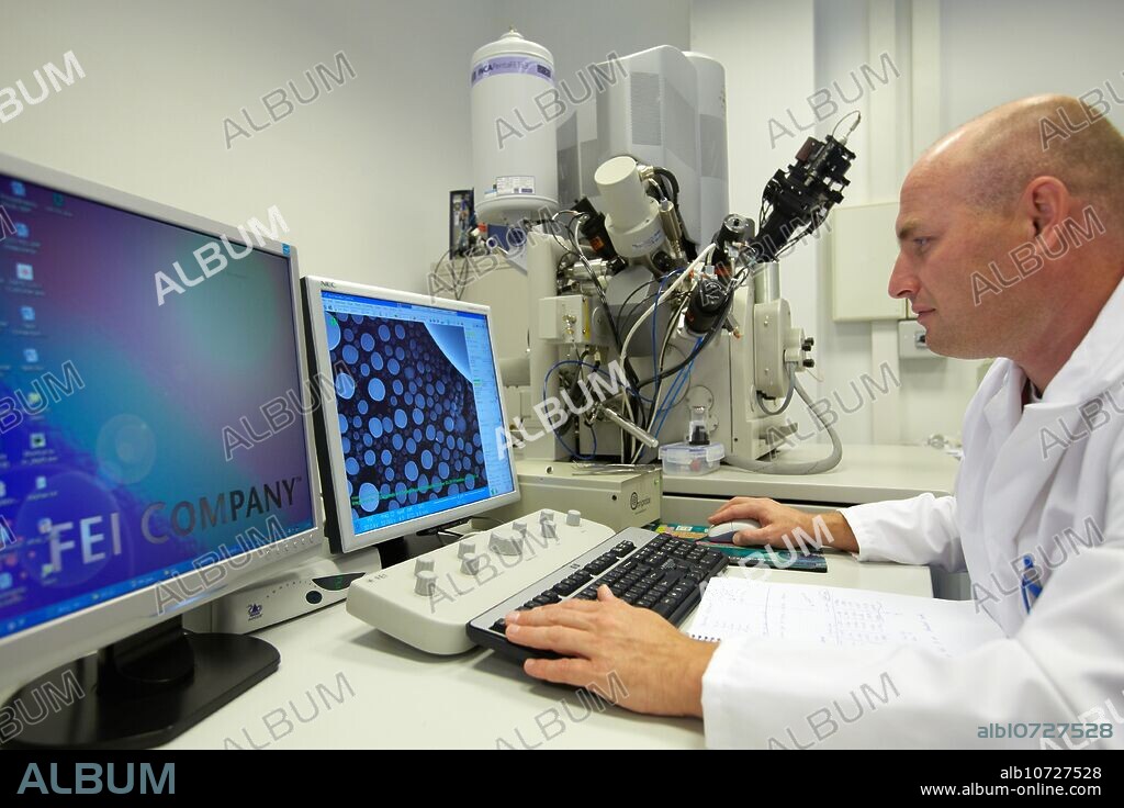 The Quanta 3D FEG is the most versatile high-resolution, low vacuum SEM/FIB for 2D and 3D material characterization and analysis. Featuring three imaging modes - high vacuum, low vacuum and ESEM, it accommodates the widest range of samples of any SEM system. The Quanta 3D FEG´s novel, field-emission electron source delivers clear and sharp electron imaging and increased electron beam current enhances EDS and EBSP analysis. This system also offers the capability for in situ study of the dynamic behavior of materials at different humidity levels. Microscope with Dual beam. A electron beam to look at small particules. The ION Beam is to grid holes and to deposite all kinds of materials With the 3D feature you can search for different cristals. Area of materials. CEIT. Center of Studies and Technical Research. University of Navarra, Donostia, Gipuzkoa, Basque Country, Spain.