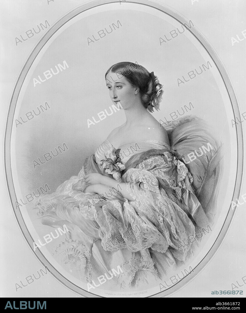 Portrait of the Empress Eugenie, after Winterhalter. Artist: Léon Alphonse Noël (French, 1807-1879); Designed by Franz Xaver Winterhalter (German, Menzenschwand 1805-1873 Frankfurt). Dimensions: plate: 20 x 15 in. (50.8 x 38.1 cm)
sheet: 26 5/8 x 19 7/8 in. (67.6 x 50.5 cm). Date: 19th century.