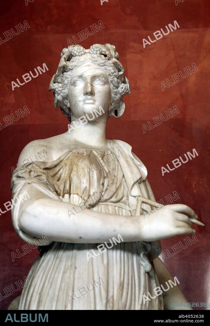 Statue of Clio, Muse of History. Roman, after a Greek model of 3rd-2nd century BC. Found in the collection of The Hermitage, St Petersburg.
