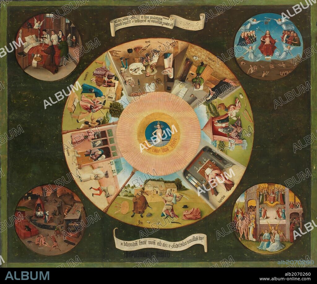HIERONYMUS BOSCH. El Bosco / 'Table of the Mortal Sins', Late 15th century, Flemish School, Oil on panel, 120 cm x 150 cm, P02822.