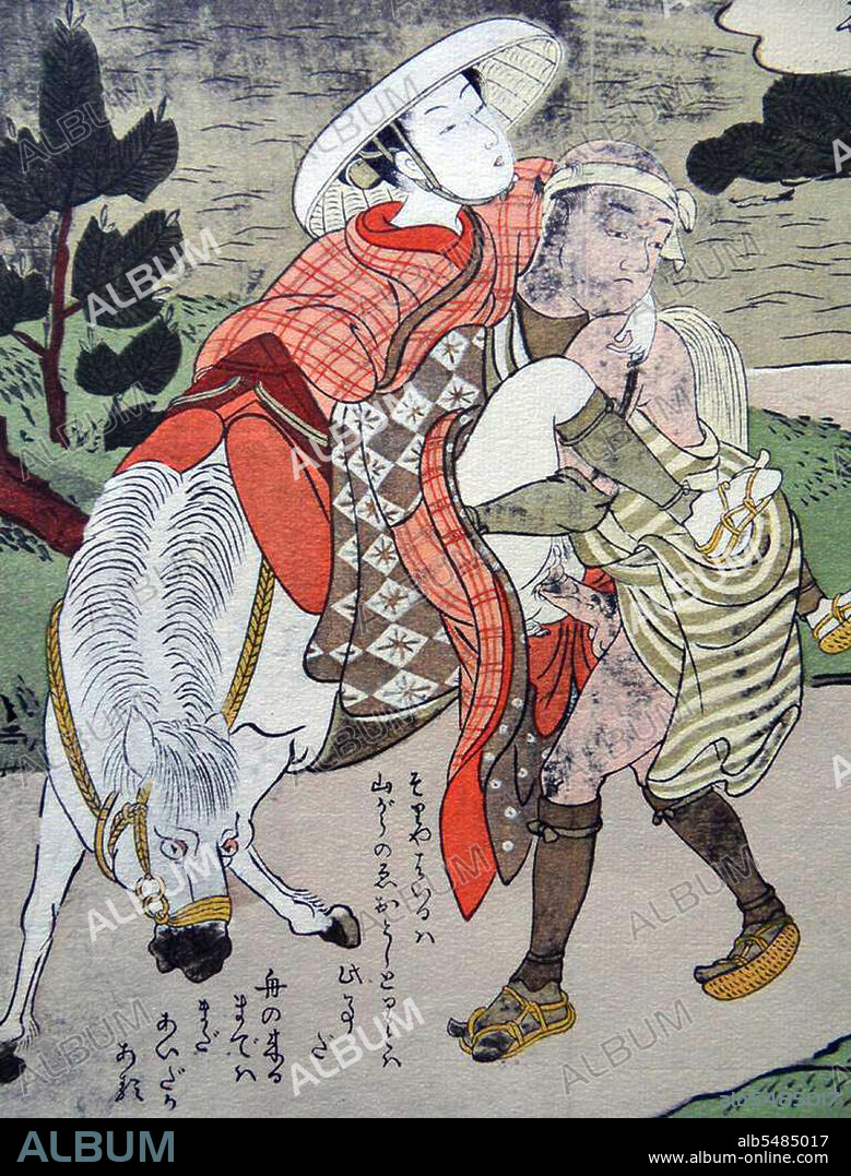Shunga is a Japanese term for erotic art. Most shunga are a type of ukiyo-e, usually executed in woodblock print format. While rare, there are extant erotic painted handscrolls which predate the Ukiyo-e movement. Translated literally, the Japanese word shunga means picture of spring; 'spring' is a common euphemism for sex. The ukiyo-e movement as a whole sought to express an idealisation of contemporary urban life and appeal to the new chi nin class. Following the aesthetics of everyday life, Edo period shunga varied widely in its depictions of sexuality. As a subset of ukiyo-e it was enjoyed by all social groups in the Edo period, despite being out of favour with the shogunate. Suzuki Harunobu (1724 July 7, 1770) was a Japanese woodblock print artist, one of the most famous in the Ukiyo-e style. He was an innovator, the first to produce full-color prints (nishiki-e) in 1765, rendering obsolete the former modes of two- and three-color prints. Harunobu used many special techniques, and depicted a wide variety of subjects, from classical poems to contemporary beauties (bijin, bijin-ga). Like many artists of his day, Harunobu also produced a number of shunga, or erotic images.