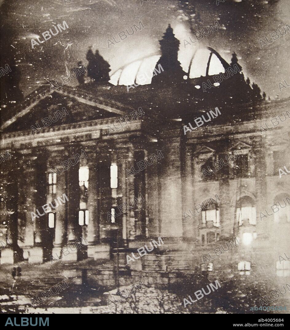 The Reichstag on fire, Berlin, Germany, 27 February 1933. The Reichstag, which housed Germany's parliament, was the target of an arson attack. Marinus van der Lubbe, a Dutch communist, was found by police inside the building, and the Nazis used this as evidence of a planned communist plot against the German government. Chancellor Adolf Hitler persuaded President Paul Hindenburg to enact emergency measures proscribing the activities of the German Communist Party and restricting civil liberties, a key step towards the Nazis eventual securing of power. Van der Lubbe was tried and executed, although four others accused of involvement in the fire were acquitted. Van der Lubbe was posthumously pardoned in 2008.