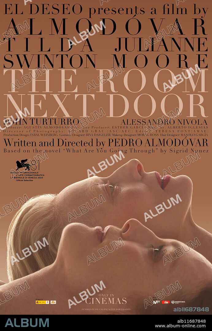 Poster de LA HABITACION DE AL LADO, 2024 (THE ROOM NEXT DOOR), dirigida por PEDRO ALMODOVAR. Copyright El Deseo / Movistar Plus+.