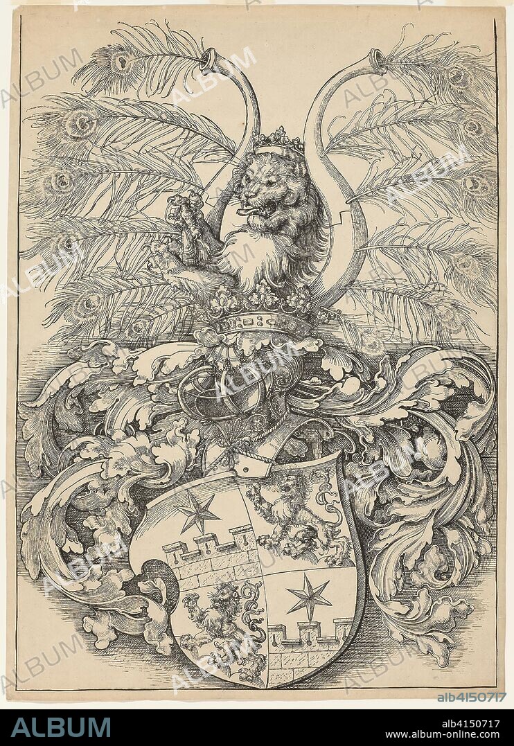 Coat of Arms of Wilhelm and Wolfgang Rogendorf. After Albrecht Dürer; German, 1471-1528; Ralf Leopold von Retberg-Wettbergen; German, 1812-1885. Date: 1864. Dimensions: 628 x 448 mm (image); 648 x 464 mm (sheet). Lithograph in black on ivory wove paper. Origin: Germany.