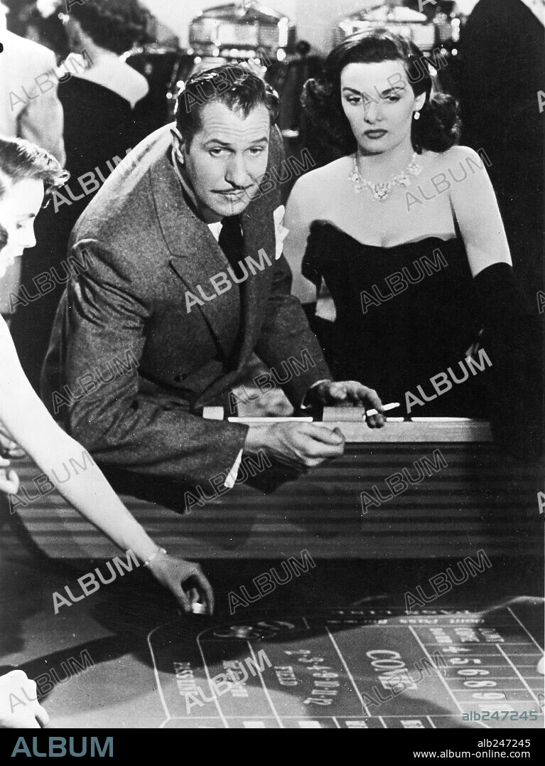 JANE RUSSELL and VINCENT PRICE in THE LAS VEGAS STORY, 1952, directed by ROBERT STEVENSON. Copyright RKO.