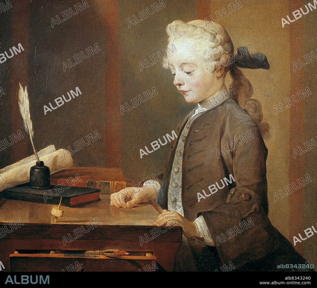JEAN BAPTISTE SIMEON CHARDIN. Portrait of Auguste Gabriel Godefroy (A Child with a Teetotum).