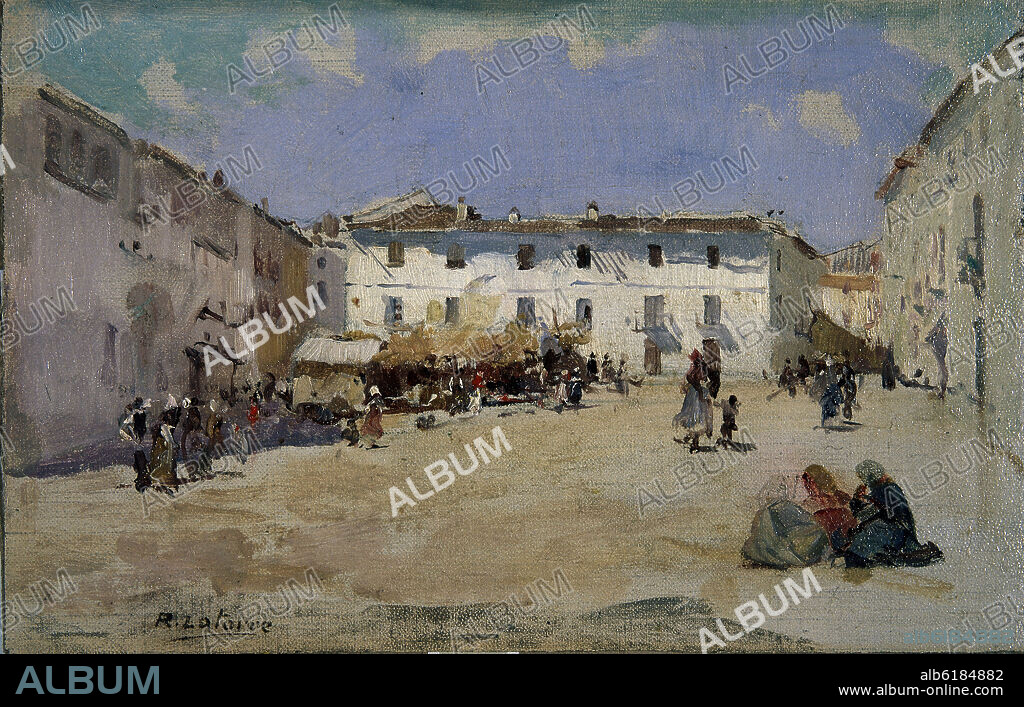 RAFAEL LATORRE (1872-1960). PLAZA DE ALFACAR - SIGLO XIX - IMPRESIONISMO ESPAÑOL.