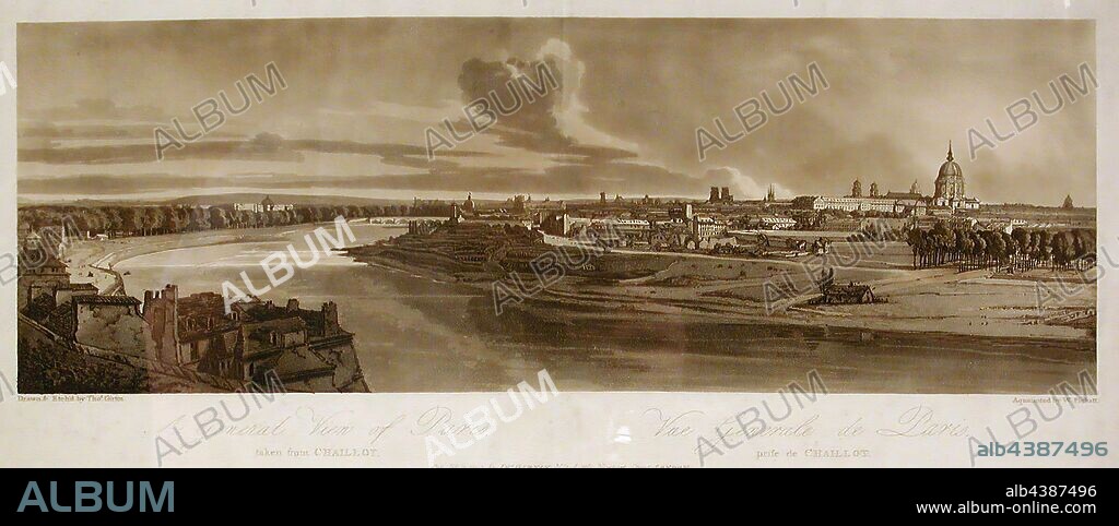 General View of Paris Taken from Chaillot, Thomas Girtin (British, 1775-1802), William Pickett, 1803, ink on paper, etching and aquatint, 8 x 22-7/8 in. (image), 10-7/8 x 25-15/16 in. (sheet), series, Twenty Views in Paris.