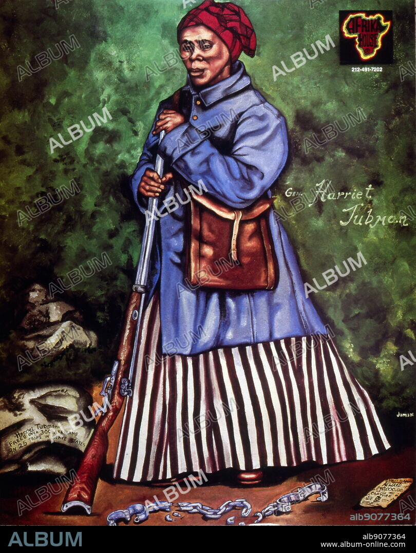 Modern portrait of Harriet Tubman (c. 1822 - 1913); American abolitionist and political activist. Born into slavery, Tubman escaped and subsequently made some thirteen missions to rescue approximately seventy enslaved people, family and friends, using the network of antislavery activists and safe houses known as the Underground Railroad.