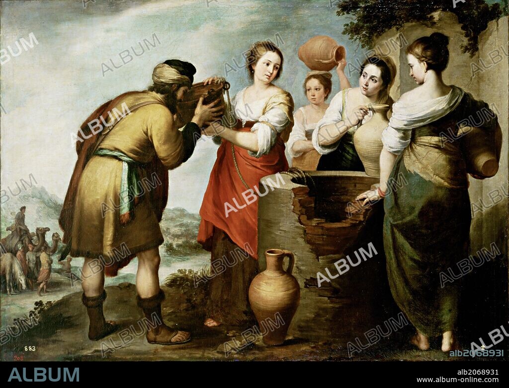 BARTOLOMÉ ESTEBAN MURILLO. Bartolomé Esteban Murillo / 'Rebecca and Eliezer', ca.  1655, Spanish School, Oil on canvas, 108 cm x 151,5 cm, P00996.