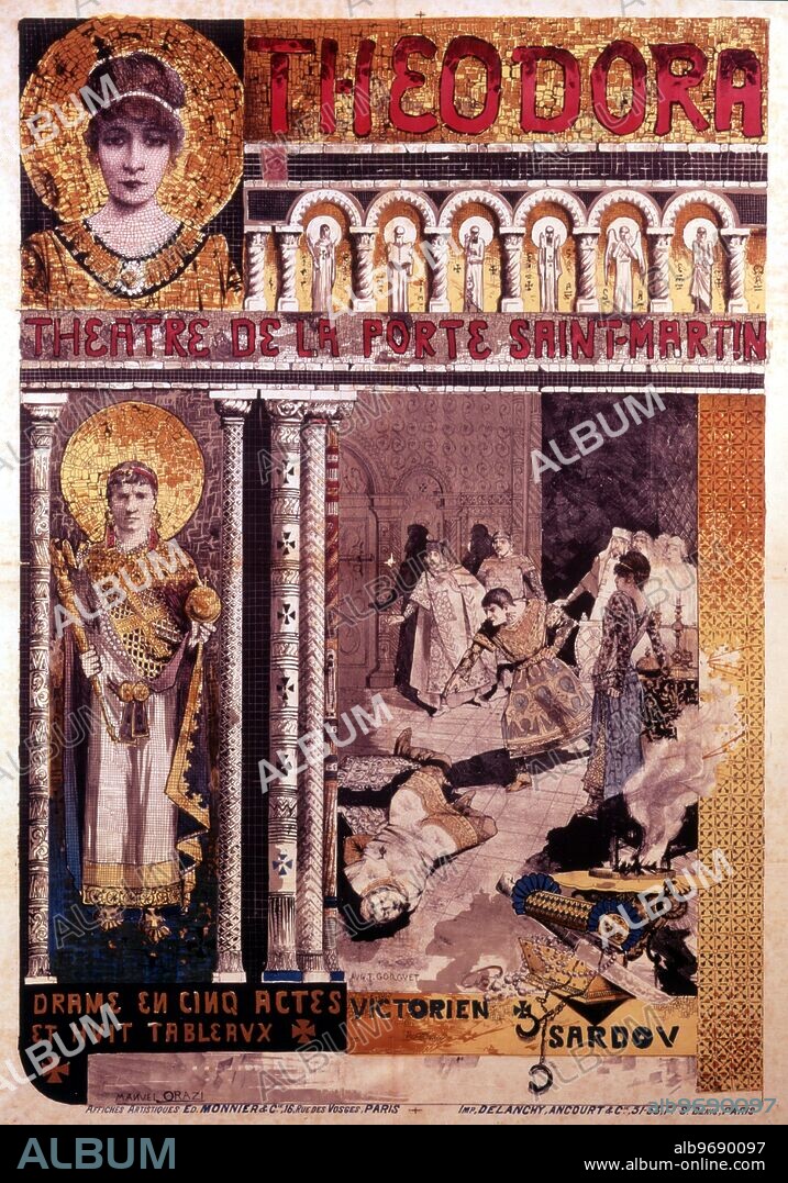Sarah Bernhardt Theodora theatre poster by Manuel Orazi . 1896.