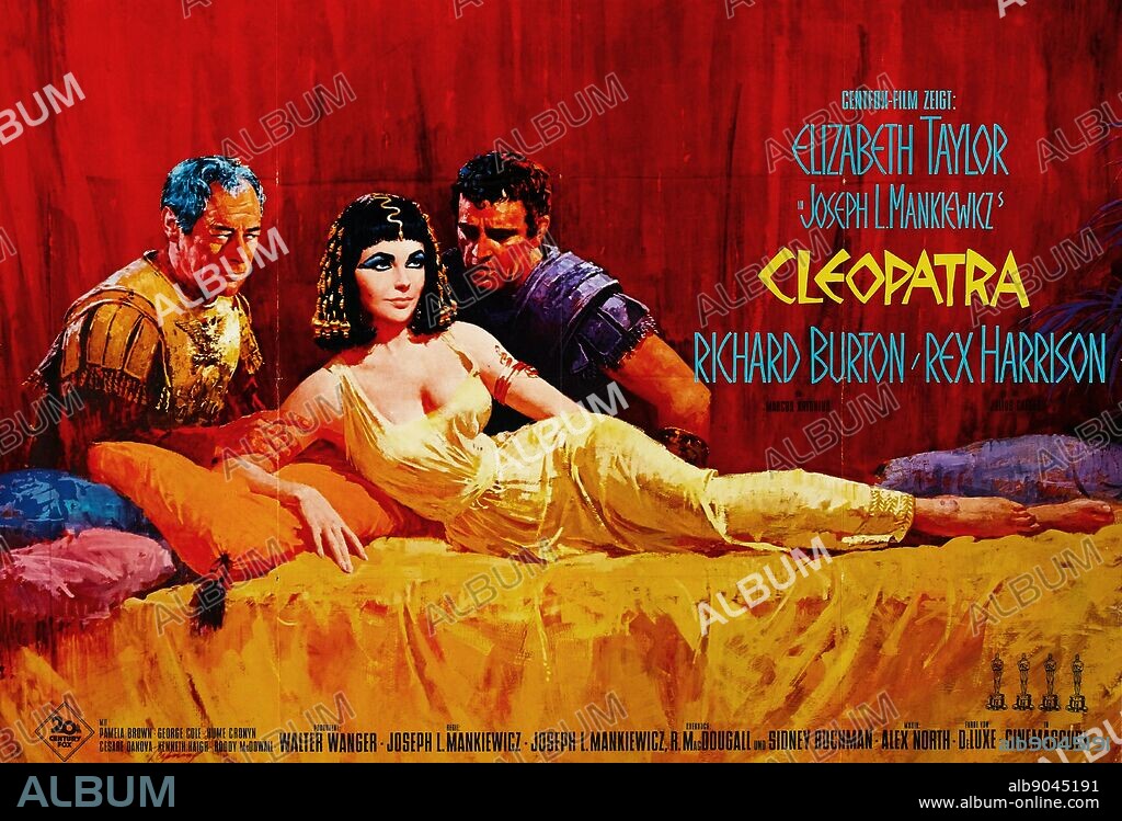Cleopatra' a 1963 British-American-Swiss epic drama film starring Elizabeth Taylor, Richard Burton, Rex Harrison, Roddy McDowall and Martin Landau.