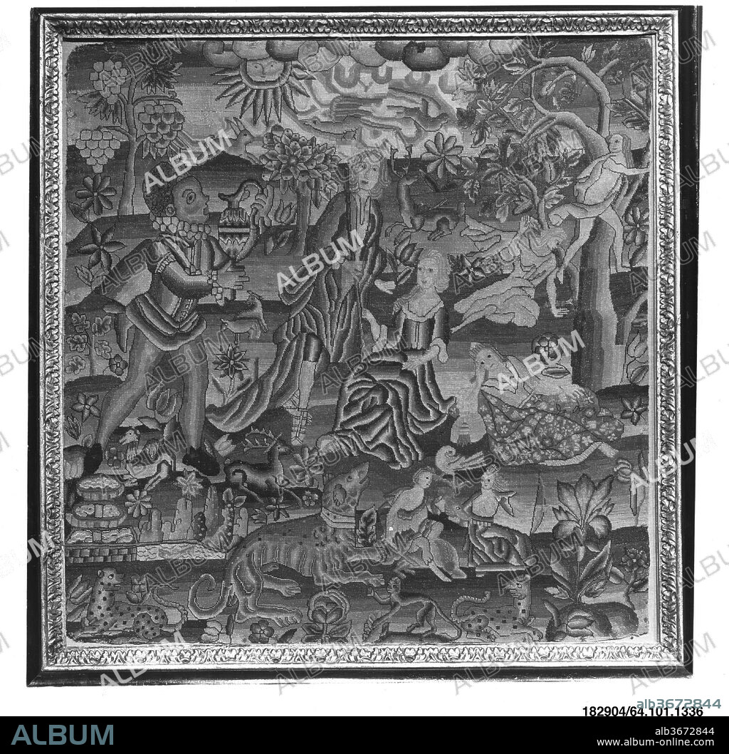 Meleager and Atalanta, Alpheus in pursuit of Arethusa. Culture: British. Dimensions: H. 22 1/4 x W. 21 3/4 inches (56.5 x 55.2 cm);
Framed: H. 23 x W. 23 1/2 x D. 2 1/4 inches (58.4 x 59.7 x 5.7 cm). Date: third quarter 17th century.