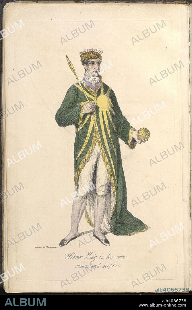 RICHARD BROTHERS and FINLEYSON I. Hebrew king in his robes, crown and sceptre. The New Covenant between God and His People; or, the Hebrew constitution and charter; with the statutes and ordinances, the laws and regulations, and commands and covenants. [Edited by John Finleyson. With plates.]. Printed by A. Snell for Mr. Finleyson: London, 183. Source: 1493.a.2, frontispiece. Language: English.