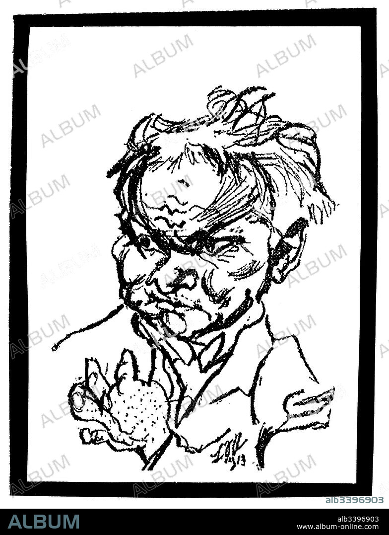 LUDWIG MEIDNER. Paul Zech (1881-1946), escritor y poeta expresionista alemán. Caricatura de 1913.