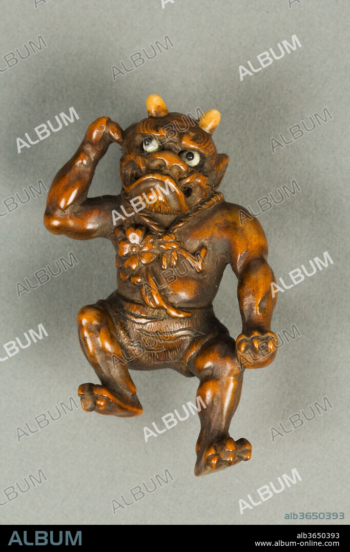 Netsuke of Demon Carrying a Gourd on His Back. Culture: Japan. Dimensions: H. 2 1/8 in. (5.4 cm). Date: 18th century.