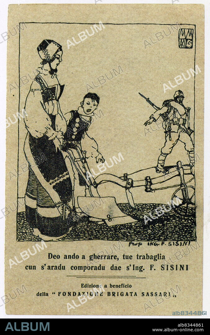 Sassari Brigade Postcard. WWI. Poster, Postcard, Newspaper. Propaganda of the Italian army in the First World War. 1915, 1918.