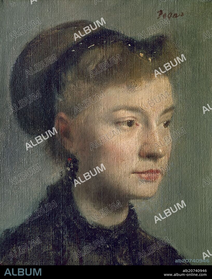 EDGAR DEGAS (1834-1917). Portrait of a young woman - 1867 - 27x22 cm - oil on canvas.
