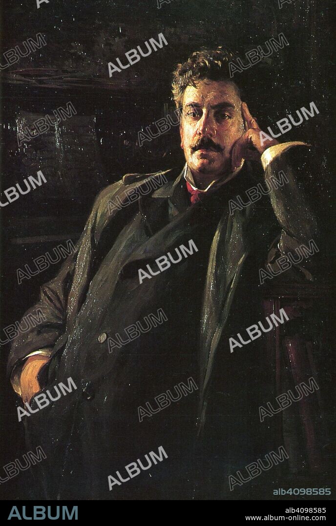 LUIGI DE SERVI. Portrait of the Composer Giacomo Puccini (1858-1924).