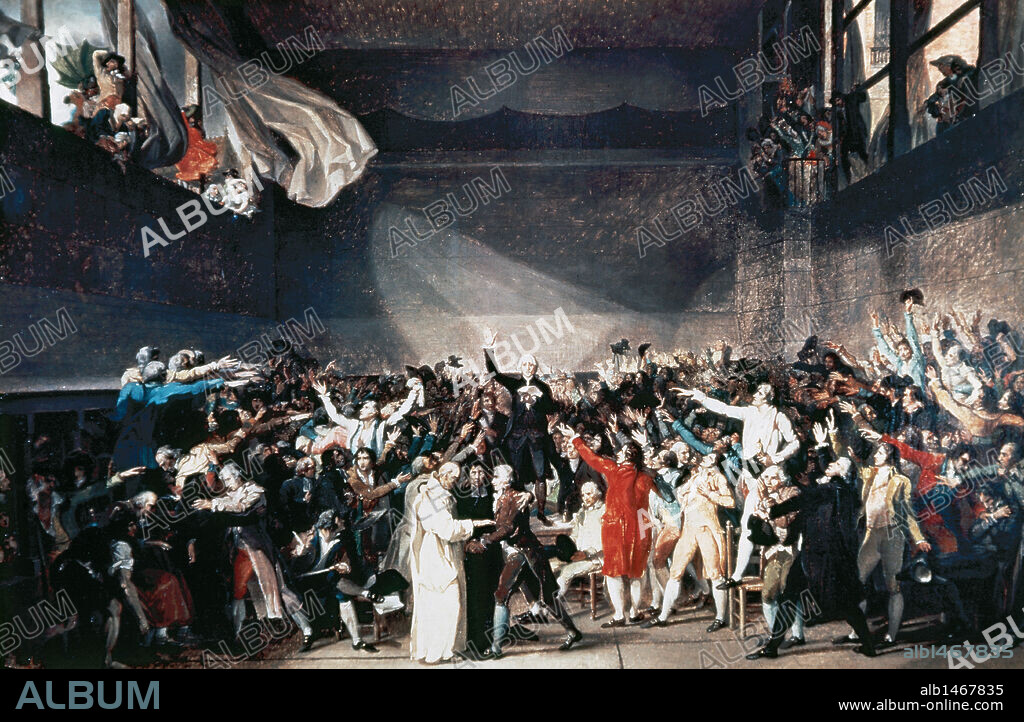 JACQUES LOUIS DAVID (after). Jacques-Louis David (1748-1825). French painter in the Neoclassical style. French Revolution. The Tennis Court Oath (June 20, 1789). Painting. Carnavalet Museum. Paris. France.