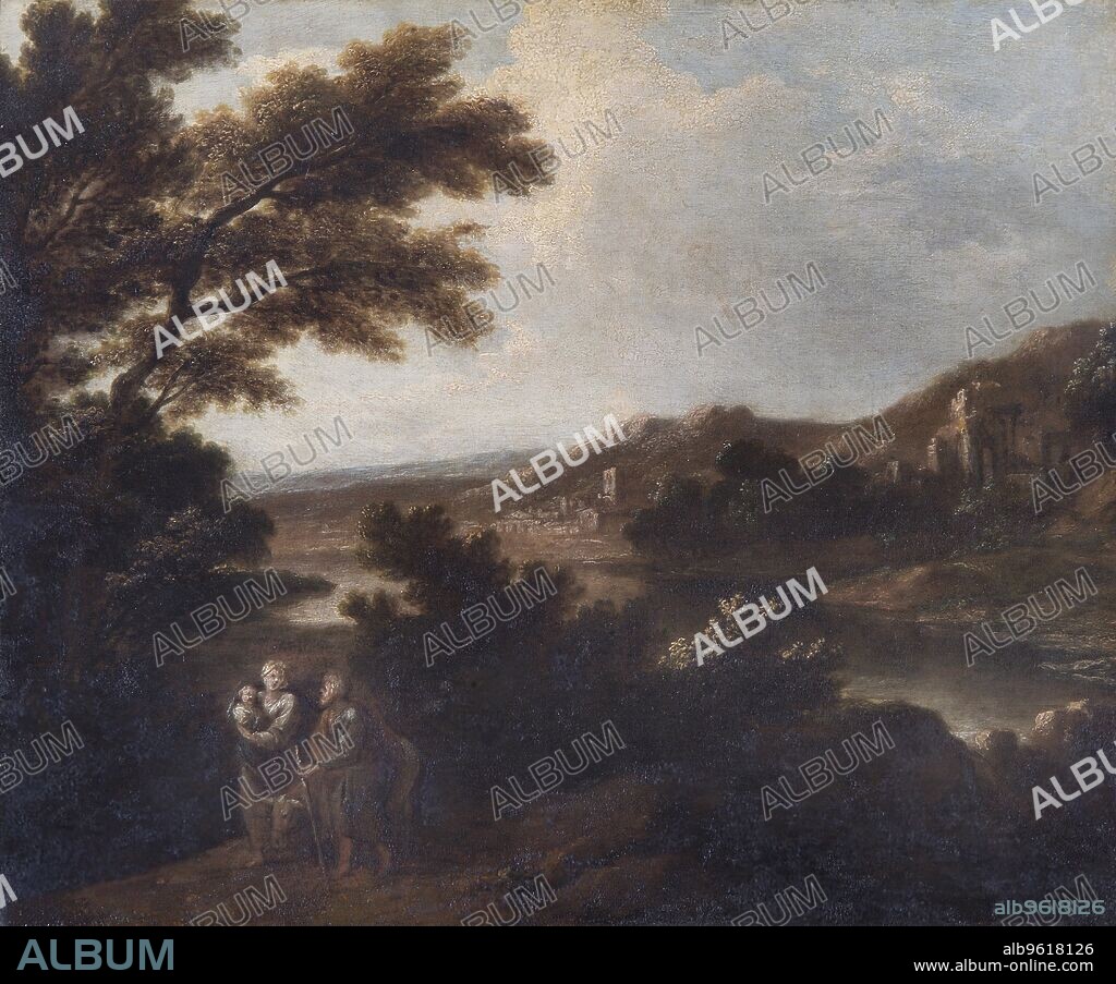 SIR JOSHUA REYNOLDS. 'Landscape with Flight into Egypt', 18th century. Painting in Apsley House, London.