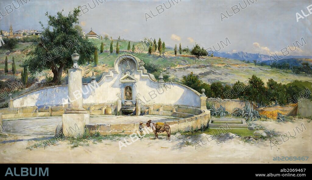 Antonio Gomar y Gomar / 'La Fuente de San Pascual', Siglo XIX, Escuela Española, Óleo sobre Lienzo, 96 cm x 180 cm, P04193.
