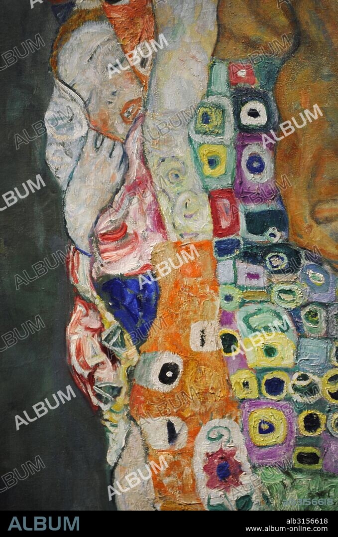 ARTE S. XIX. AUSTRIA. KLIMT, Gustav (Viena, 1862-1918). Pintor y decorador austríaco. Máximo representante del Jugendstil en Alemania y Austria. " Muerte y Vida", 1910-1915. Leopold Museum. Viena. Austria. Detalle.