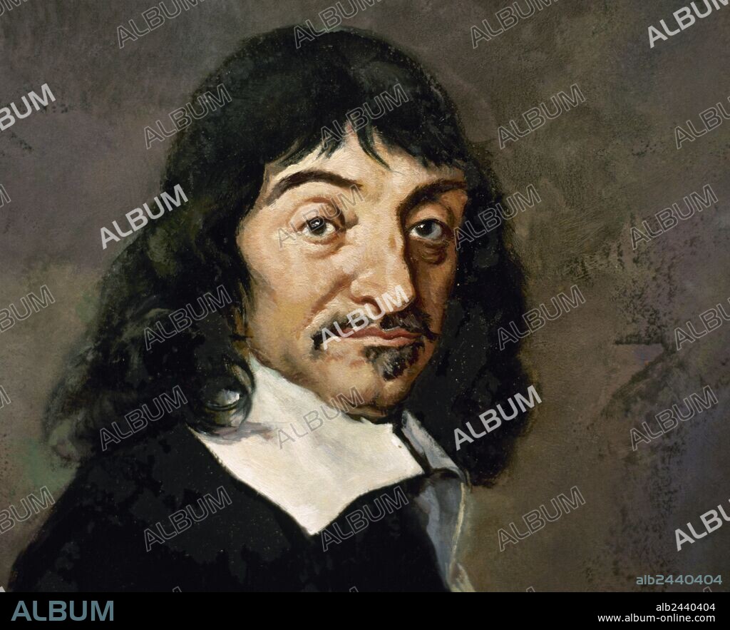DESCARTES, René (La Haye, Turena, Francia, 1596-Estocolmo,1650). Filósofo, científico y matemático francés. Autor de los textos científicos "La Dióptrica", "La Geometría" y "Los Meteoros", a los que precede "El Discurso del método". Acuarela.