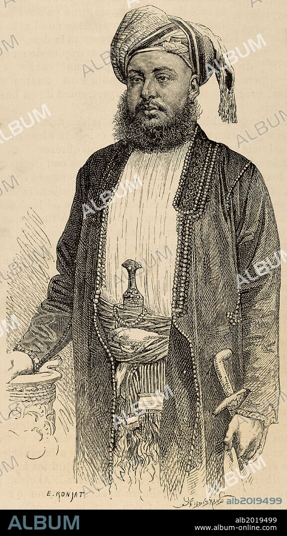 BARGHASH IBN SAID (1837-1888). Príncipe Hindú. Sultán de Zanzibar. El Mundo Ilustrado. 1883.