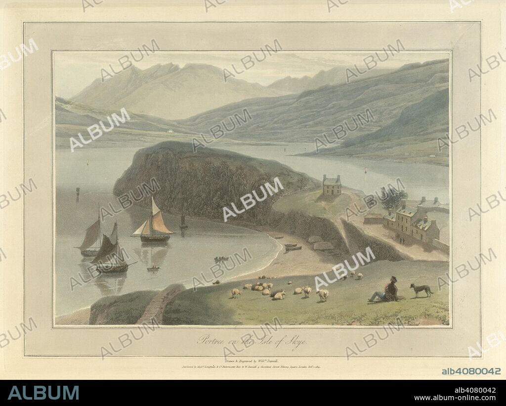 WILLIAM DANIELL and RICHARD AYTON. Portree - on the Isle of Skye  Coastal landscape scenes around Great Britain. A Voyage round Great Britain undertaken in the summer of the year 1813. With a series of views illustrative of the character and prominent features of the coast, drawn and engraved by William Daniell. Longman: London, 1814-25. Source: G.7044 plate 104. Language: English.