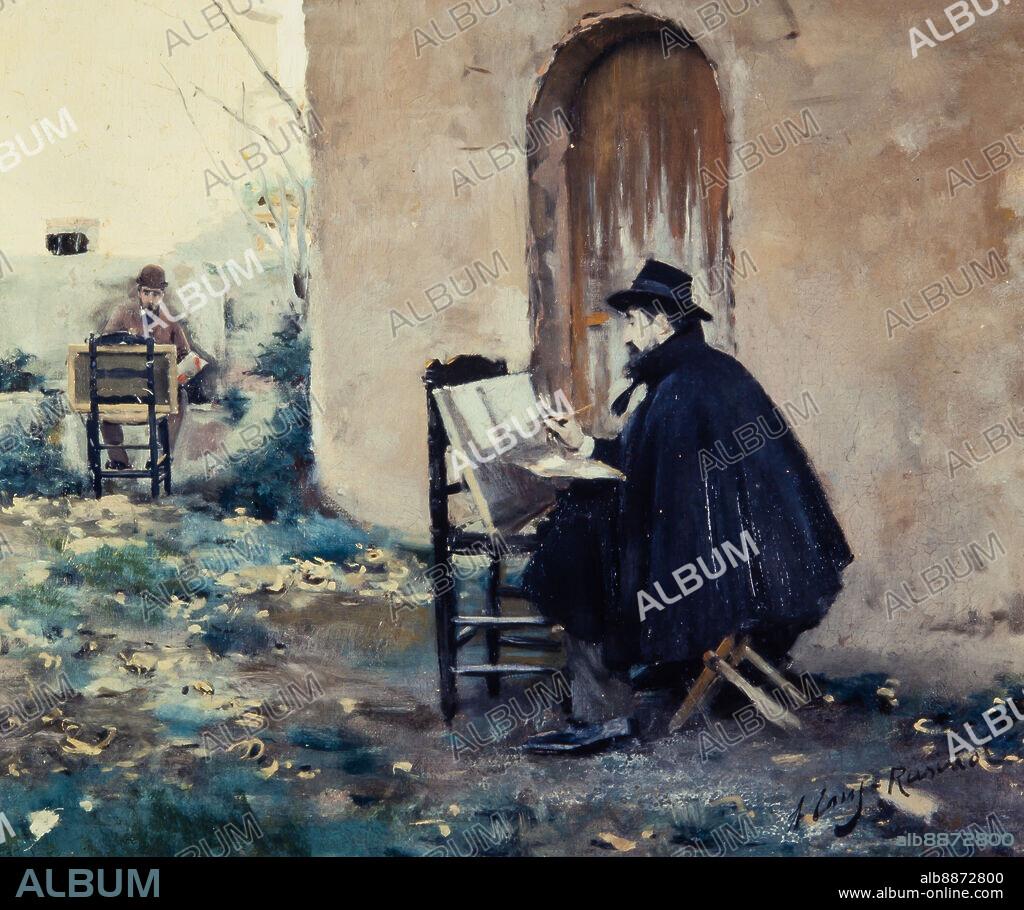 CASAS Y RUSIÑOL,PINTANDOSE. ÓLEO, 1890. CAU FERRAT, SITGES.