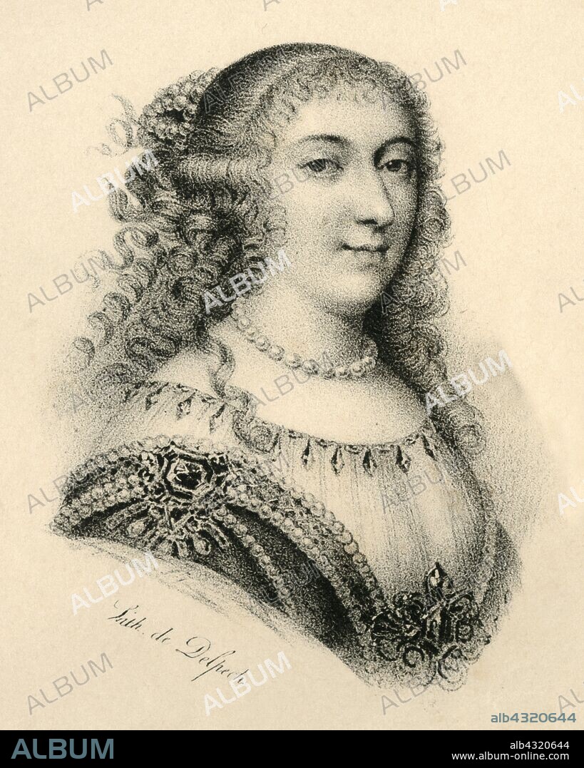 FRANCOIS-SERAPHIN DELPECH. 'Mademoiselle de Montpensier', (1627-1693), c1830. Anne Marie Louise d'Orleans (1627-1693) Duchess of Montpensier and heiresses who died unmarried and childless, leaving a vast fortune to her cousin, Philippe of France. From "Lith de Delpech". [Delpech, Paris].