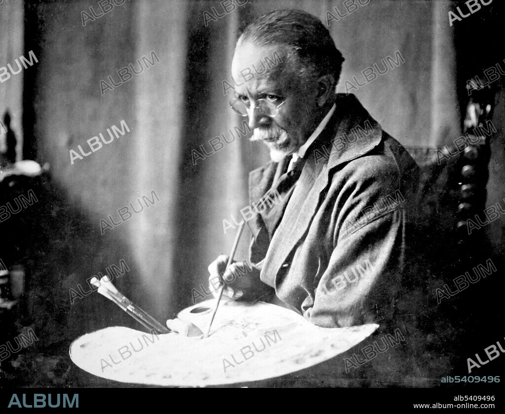 Henry Ossawa Tanner (June 21, 1859 - May 25, 1937) was an American artist and the first African-American painter to gain international acclaim. He enrolled in 1879 at the Pennsylvania Academy of the Fine Arts and was the only black student. He moved to Paris, in 1891 to study, and continued to live there after being accepted in French artistic circles. Tanner's Sand Dunes at Sunset, Atlantic City hangs in the Green Room at the White House; it is the first painting by an African-American artist to have been purchased for the permanent collection. Tanner is often regarded as a realist painter,  focusing on accurate depictions of subjects. No photographer credited, pre-1930s (cropped and cleaned).