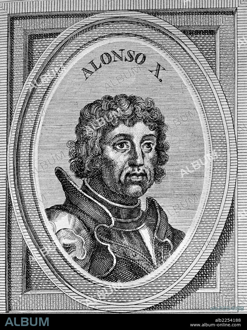 ALFONSO X " EL SABIO ". REY DE CASTILLA Y LEON. TOLEDO 1221 - 1284. GRABADO RETRATO DE ARNOLDO VANWESTER , 1684. BIBLIOTECA NACIONAL. MADRID.