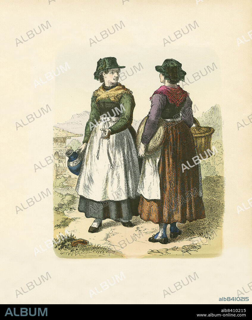 German Folk Dress, Rosenheim, Bavaria, Late 19th Century, Illustration, The History of Costume, Braun & Schneider, Munich, Germany, 1861-1880.
