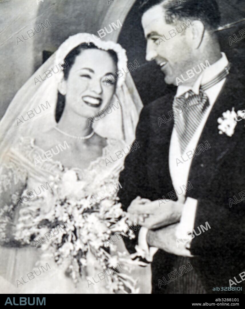Photograph taken during the wedding of Ann Blyth (1928-) and James McNulty. Dated 20th Century.