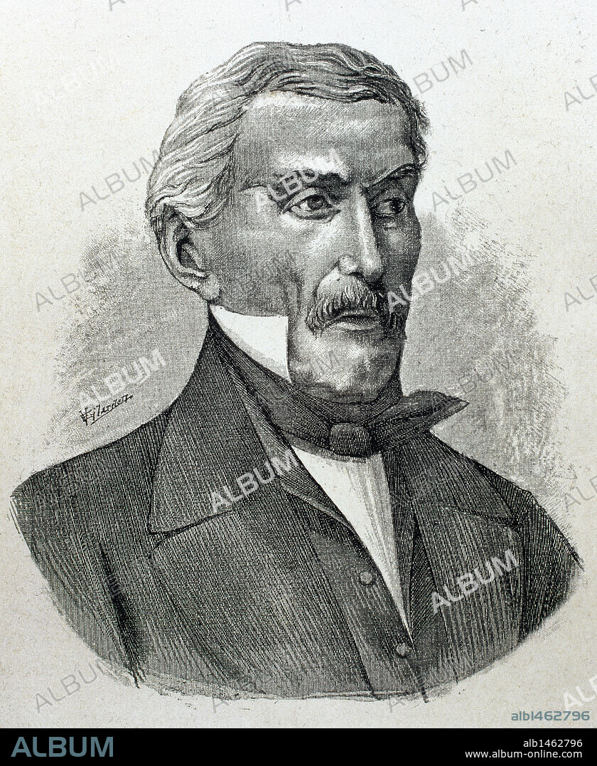 SAN MARTIN, José de (1778-1850). Militar y político argentino, héroe de la independencia americana, llamado "El Libertador". Grabado de "Americanos Célebres" (1888) .