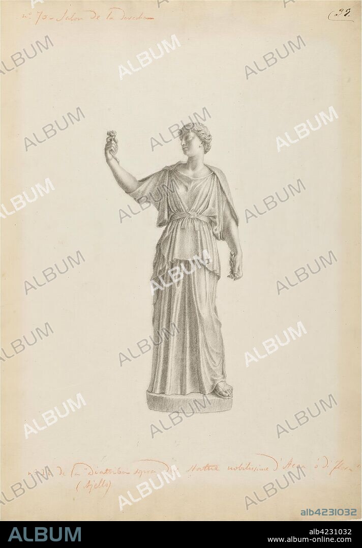 Eutichio Ajello / 'Atenea'. Mediados del siglo XVIII. Lápiz sobre papel, 480 x 337 mm.