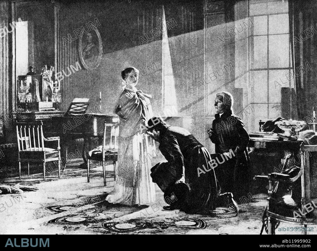 Queen Victoria receiving the news of her accession from the Lord Chamberlain, Lord Conyngham, and the Archbishopof Canterbury at Kensington Palace on 20th June 1837.