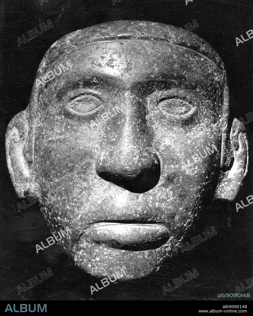 A stone sculpture of an Aztec head - the race that imposed its rule upon all the peoples of Mexico.