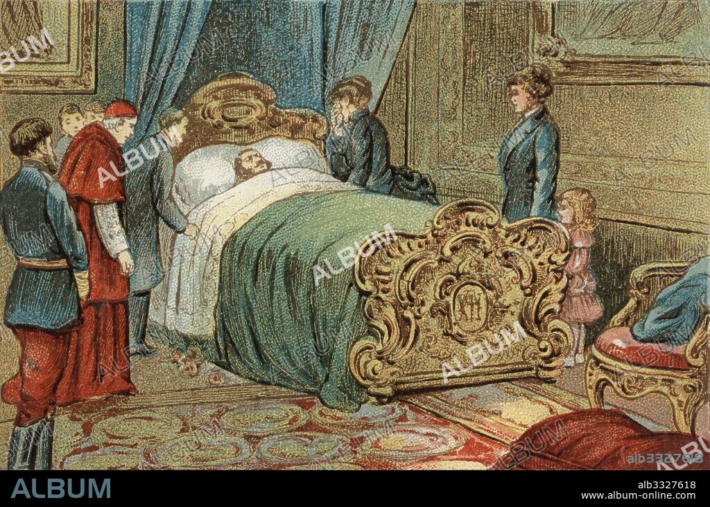 Historia de España. Muerte de Alfonso XII (1857-1885), rey de España, el 25 de noviembre de 1885 en el Palacio del Pardo, en Madrid.