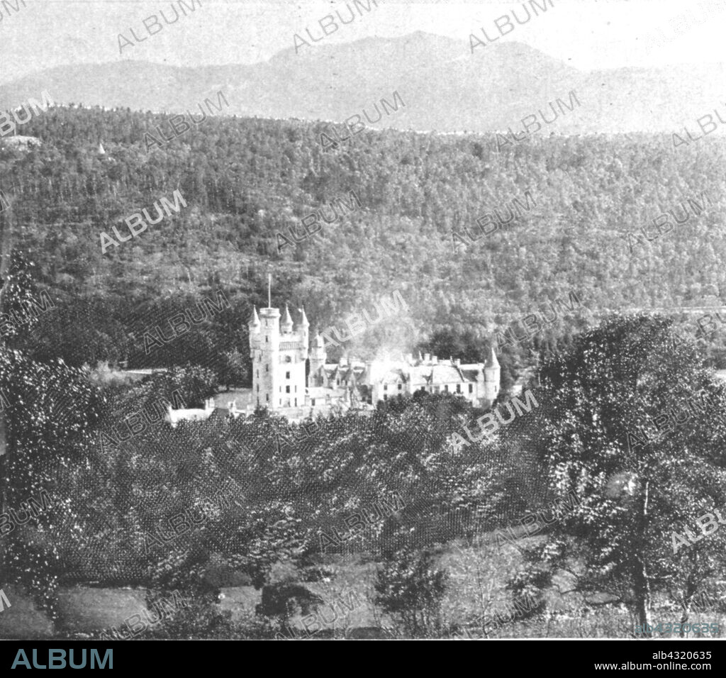 'Balmoral Castle at the time of Victoria', (1901). View of Balmoral Castle, Aberdeenshire, Scotland, during the reign of Queen Victoria (1837-1901). The estate was purchased in 1852 by Queen Victoria's husband Prince Albert who extended the 15th century castle. It has been the summer residence of the British royal family ever since. From "The Illustrated London News Record of the Glorious Reign of Queen Victoria 1837-1901: The Life and Accession of King Edward VII. and the Life of Queen Alexandra". [London, 1901].