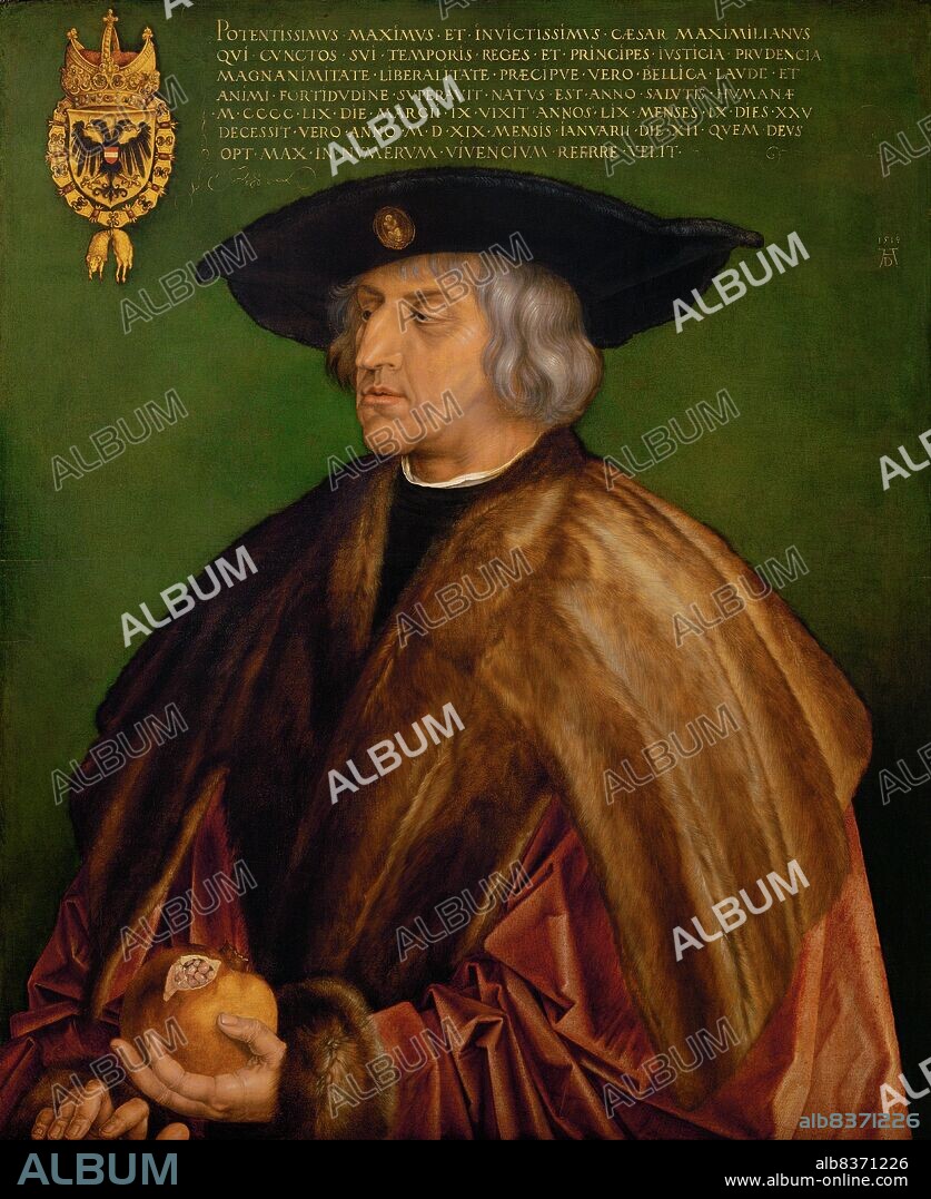 Maximilian I (22 March 1459 12 January 1519), the son of Frederick III, Holy Roman Emperor, and Eleanor of Portugal, was King of the Romans (also known as King of the Germans) from 1486 and Holy Roman Emperor from 1508 until his death, though he was never in fact crowned by the Pope, the journey to Rome always being too risky.<br/><br/>. He had ruled jointly with his father for the last ten years of his father's reign, from c. 1483. He expanded the influence of the House of Habsburg through war and his marriage in 1477 to Mary of Burgundy, the heiress to the Duchy of Burgundy, but he also lost the Austrian territories in today's Switzerland to the Swiss Confederacy.