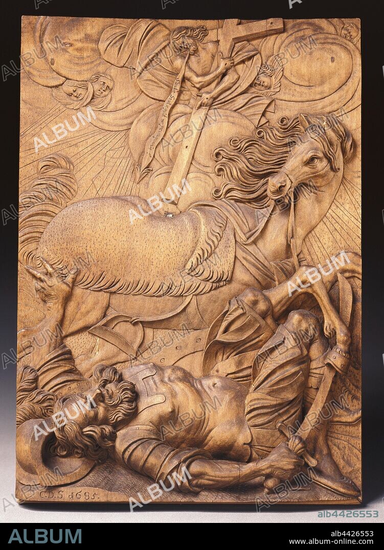 The Conversion of St. Paul, Christoph Daniel Schenck (German, 1633 - 1691), 1685, Limewood, 36.6 x 26.2 cm (14 7/16 x 10 5/16 in.).